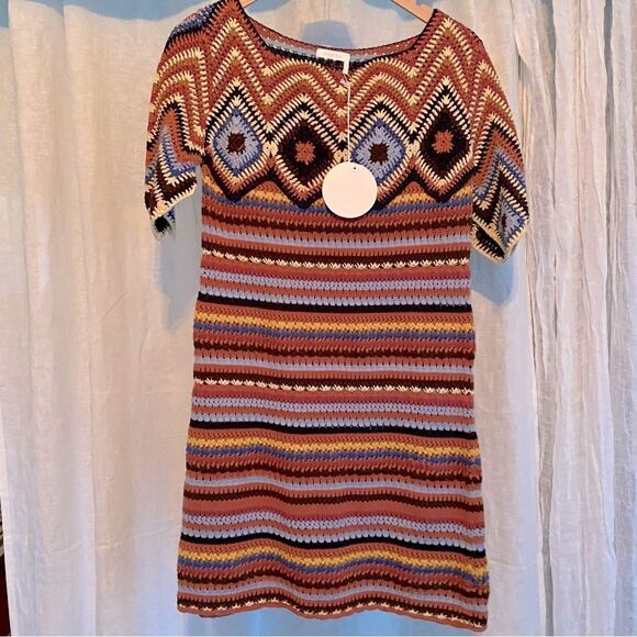 See by Chloe Striped Cotton Crochet Mini Dress - Picture 9 of 9